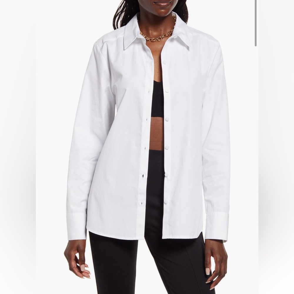 NWT! Fitted Cotton Poplin Button-Up Shirt